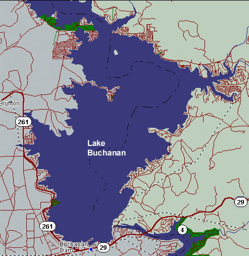 Map of Lake Buchanan